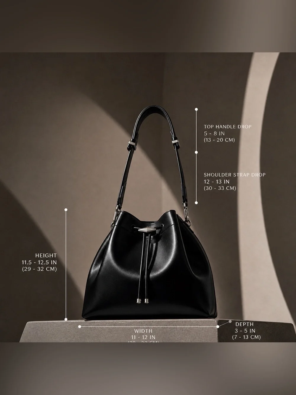 Jimmy Choo Cinch L Black Calf Leather Bucket Bag NWT Full Set